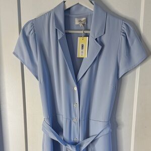 Aritzia Light Blue Button-Up Shirt Dress